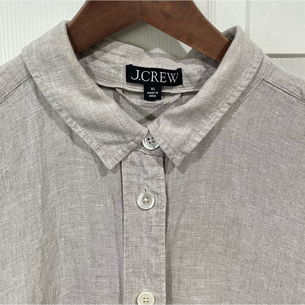 J. Crew Women's Capitaine Linen Shirtdress Beige Size XL - Picture 3 of 10